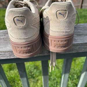 Puma  Suede Sneakers in Beige with Brown Sole